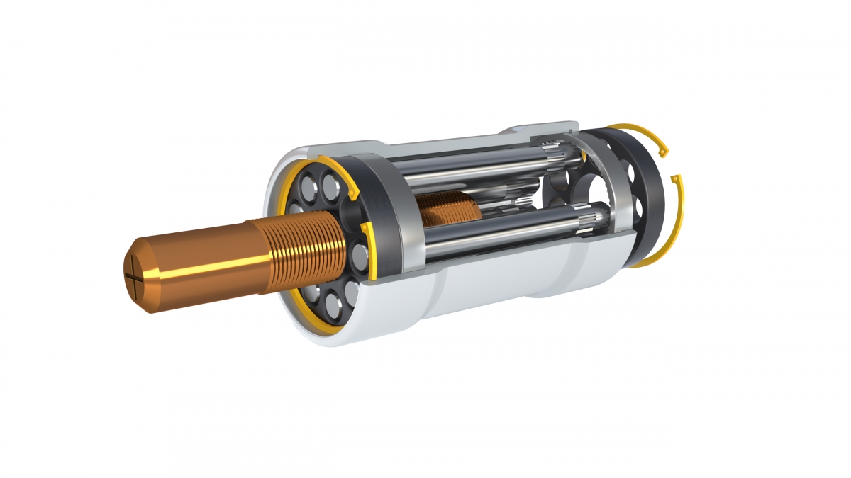 internal tapered section ring secures actuator components