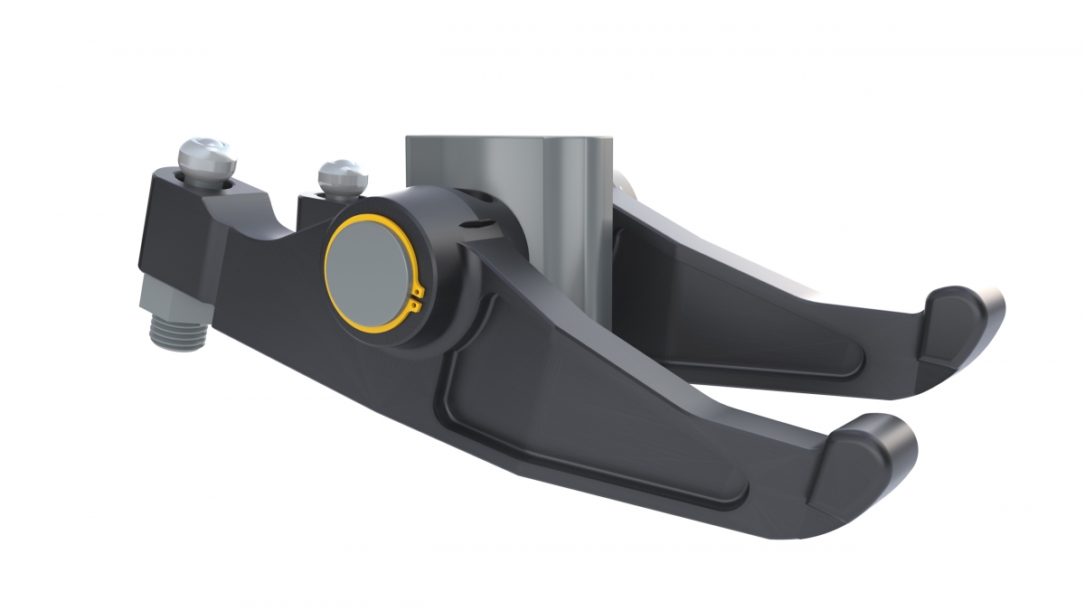 external tapered section ring secures a rocker arm