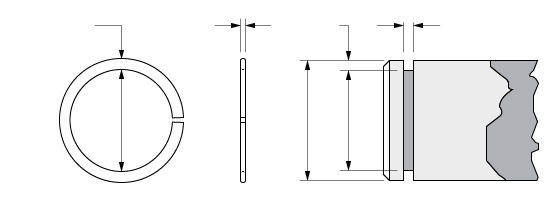 Illustration of an External Spirolox Single Turn Retaining Ring without a Removal Notch