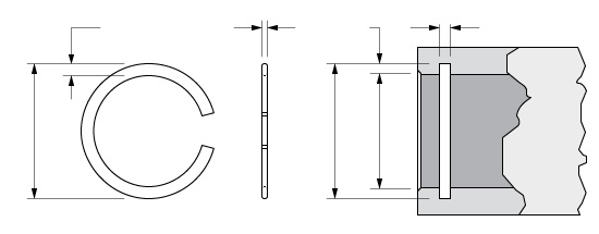 Illustration of an Internal Spirolox Single Turn Retaining Ring without a Removal Notch